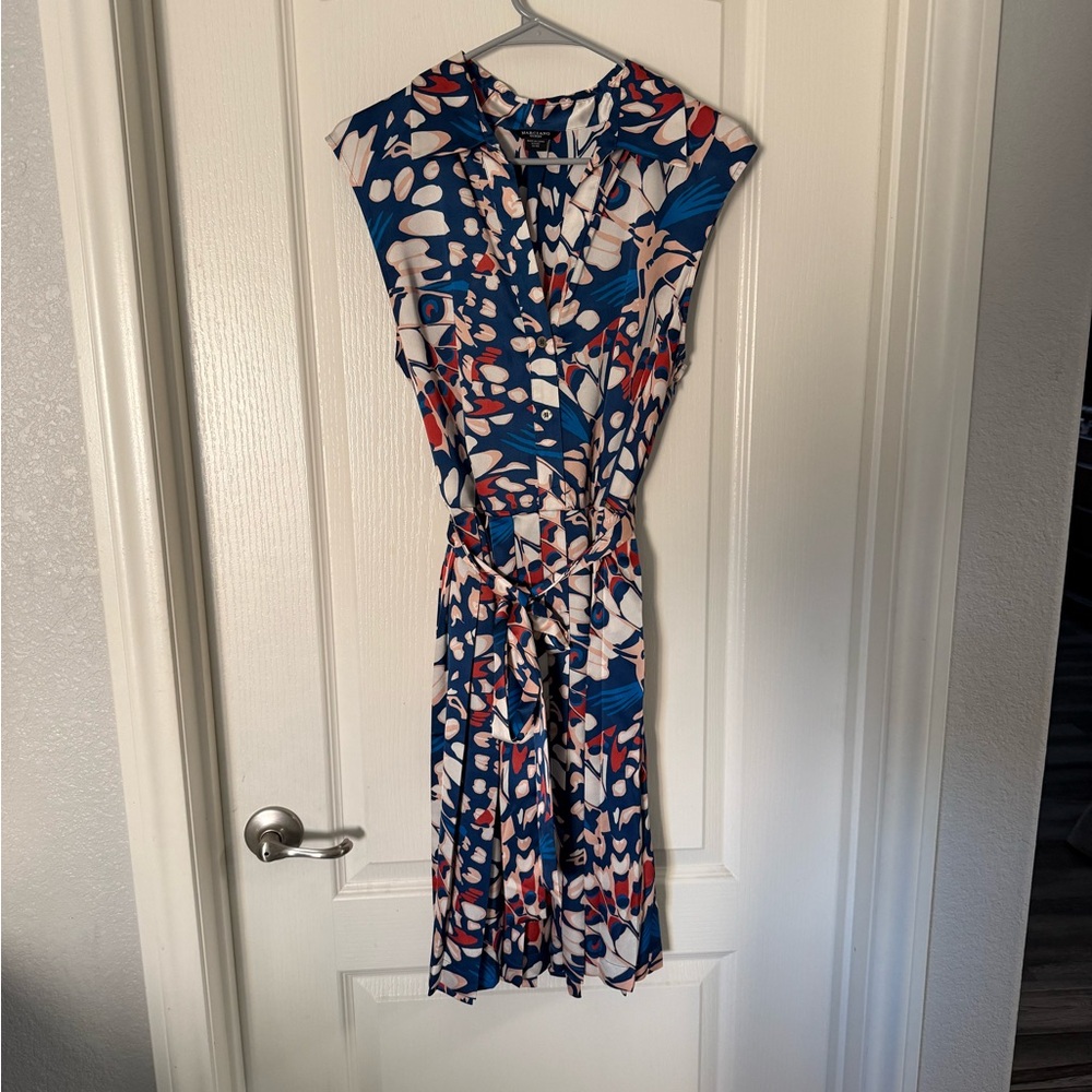 Marciano Blue and Red Abstract Midi Dress